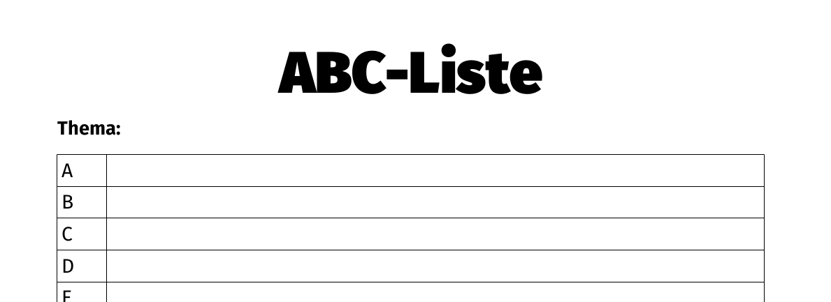Veränderungen sichtbar machen mit der ABC-Liste